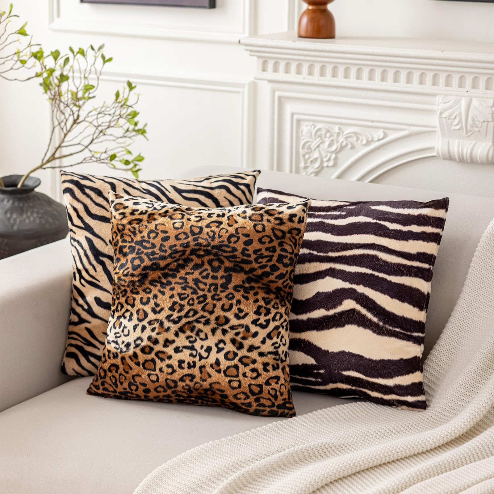 Amazon.co.jp: CARRIE HOME ソフト フラシ天 ヒョウ柄 フェイクファー